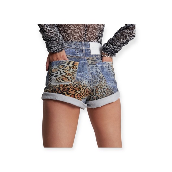 new One Teaspoon ✌︎︎ Leoparty Bandits High Waist Shorts ✌︎︎ Leopard Khaki ✌︎︎ 34 - Picture 4 of 16